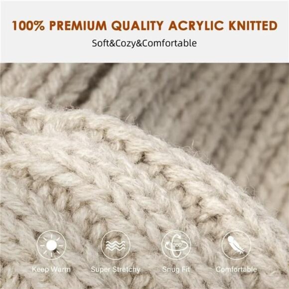 Womens Winter Knitted Beanie Hat 3PCS - Picture 5 of 8